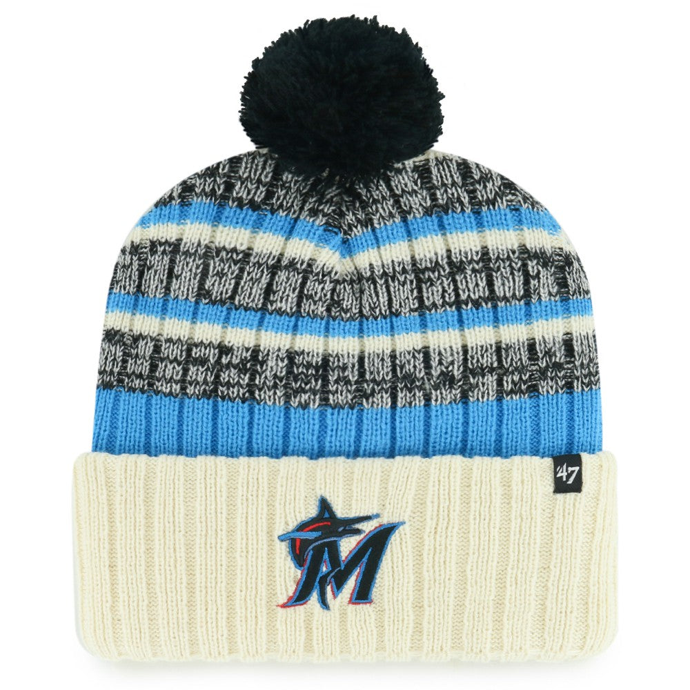 Miami Marlins Tavern Cuffed Knit Hat with Pom Natural | 47 brand