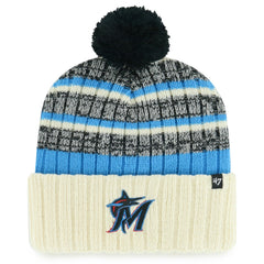 Miami Marlins Tavern Cuffed Knit Hat with Pom Natural | 47 brand