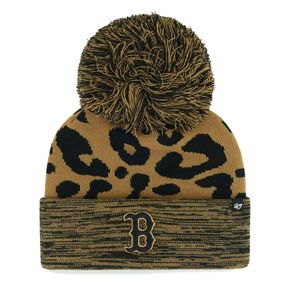 Boston Red Sox Women's Leopard Rosette Cuffed Knit Hat with Pom | 47 brand