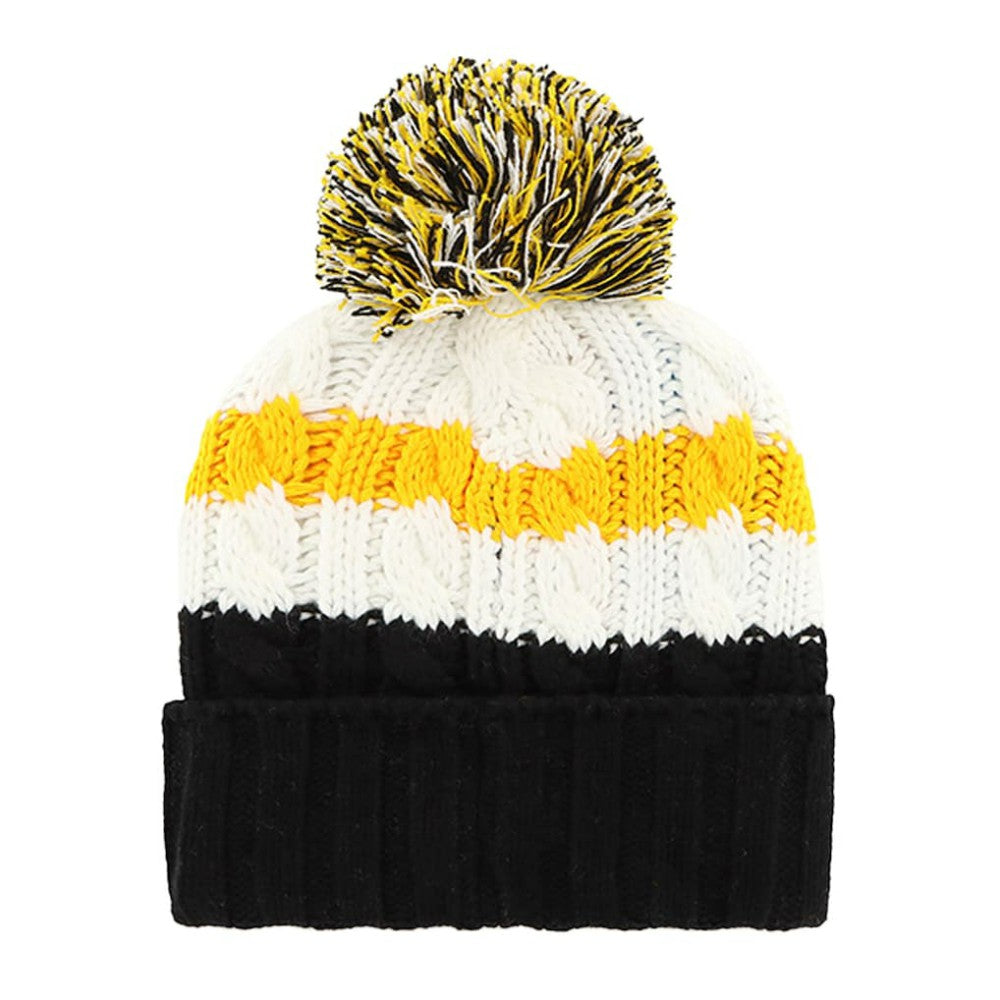 Pittsburgh Pirates Women's Ashfield Cuffed Knit Hat with Pom White/Black | 47 brand