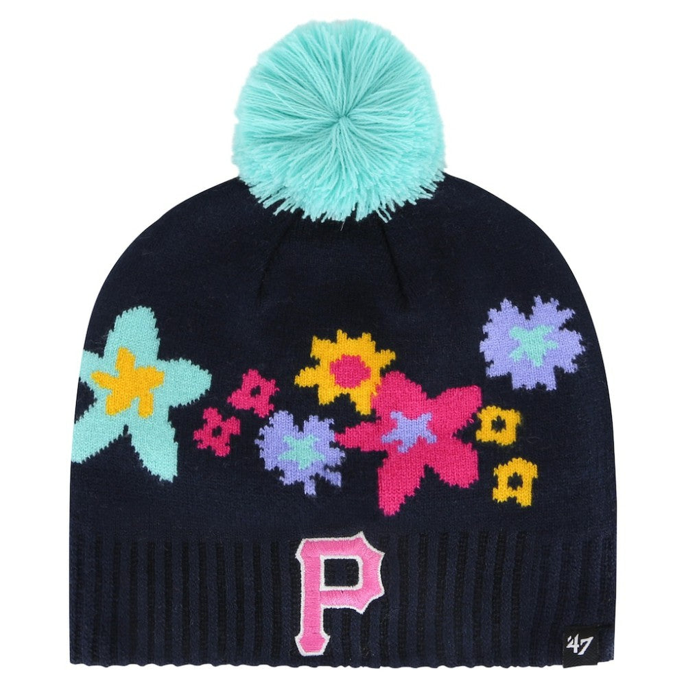 Pittsburgh Pirates Girls Youth Buttercup Knit Beanie with Pom Navy | 47 brand