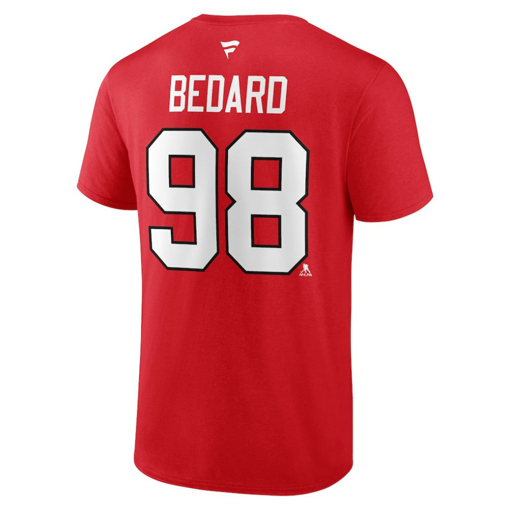 Connor Bedard Chicago Blackhawks Fanatics Authentic Stack Name & Number T-Shirt Red