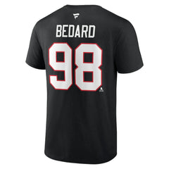Connor Bedard Chicago Blackhawks Fanatics Authentic Stack Name & Number T-Shirt Black