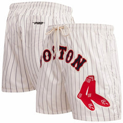 Boston Red Sox Pro Standard Pinstripe Retro Classic Woven Shorts Cream
