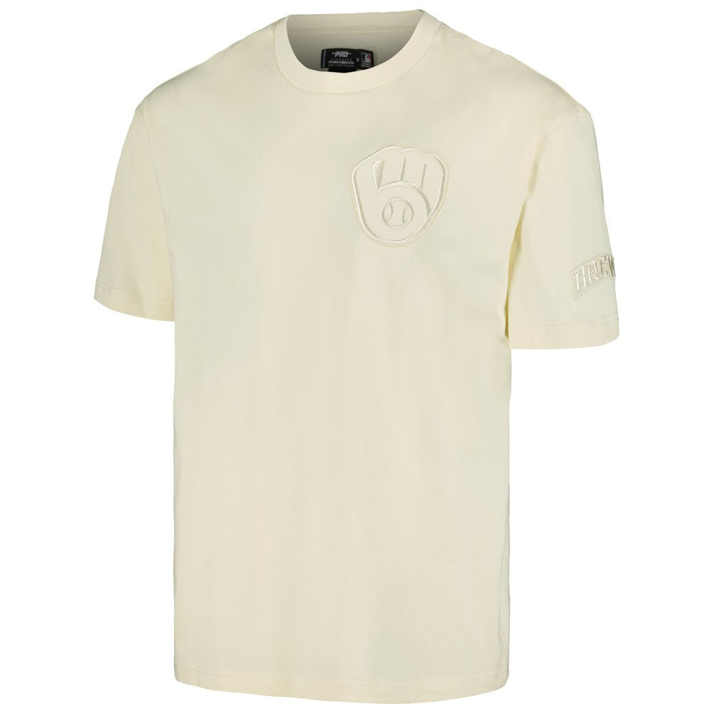 Milwaukee Brewers Pro Standard Oversized Neutral CJ Dropped Shoulders T-Shirt Cream