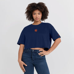 Houston Astros Women's Elements Super Soft Boxy Cropped T-Shirt Navy