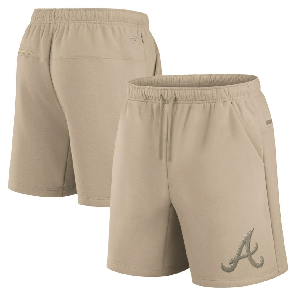 Atlanta Braves Unisex Elements Super Soft Fleece Shorts Khaki