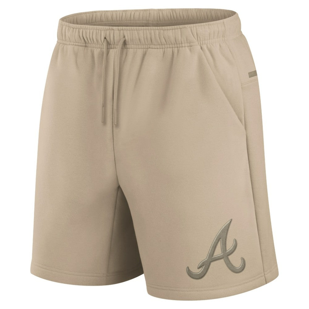 Atlanta Braves Unisex Elements Super Soft Fleece Shorts Khaki