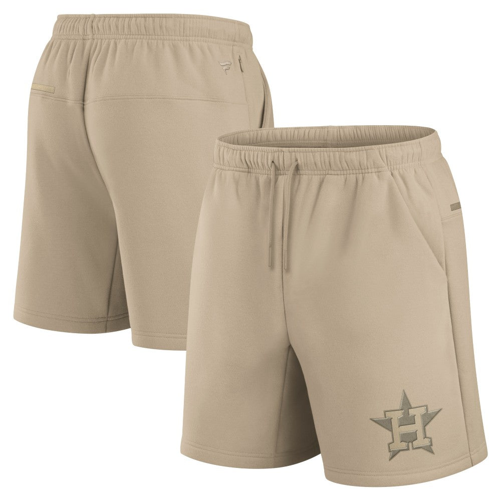 Houston Astros Unisex Elements Super Soft Fleece Shorts Khaki