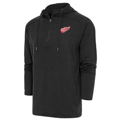 Detroit Red Wings Antigua Spikes Raglan Quarter-Zip Hoodie Heather Black