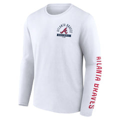 Atlanta Braves Press Box Long Sleeve T-Shirt White