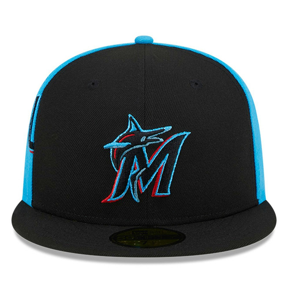 Miami Marlins Gameday Sideswipe 59FIFTY Fitted Hat Black/Blue | New Era