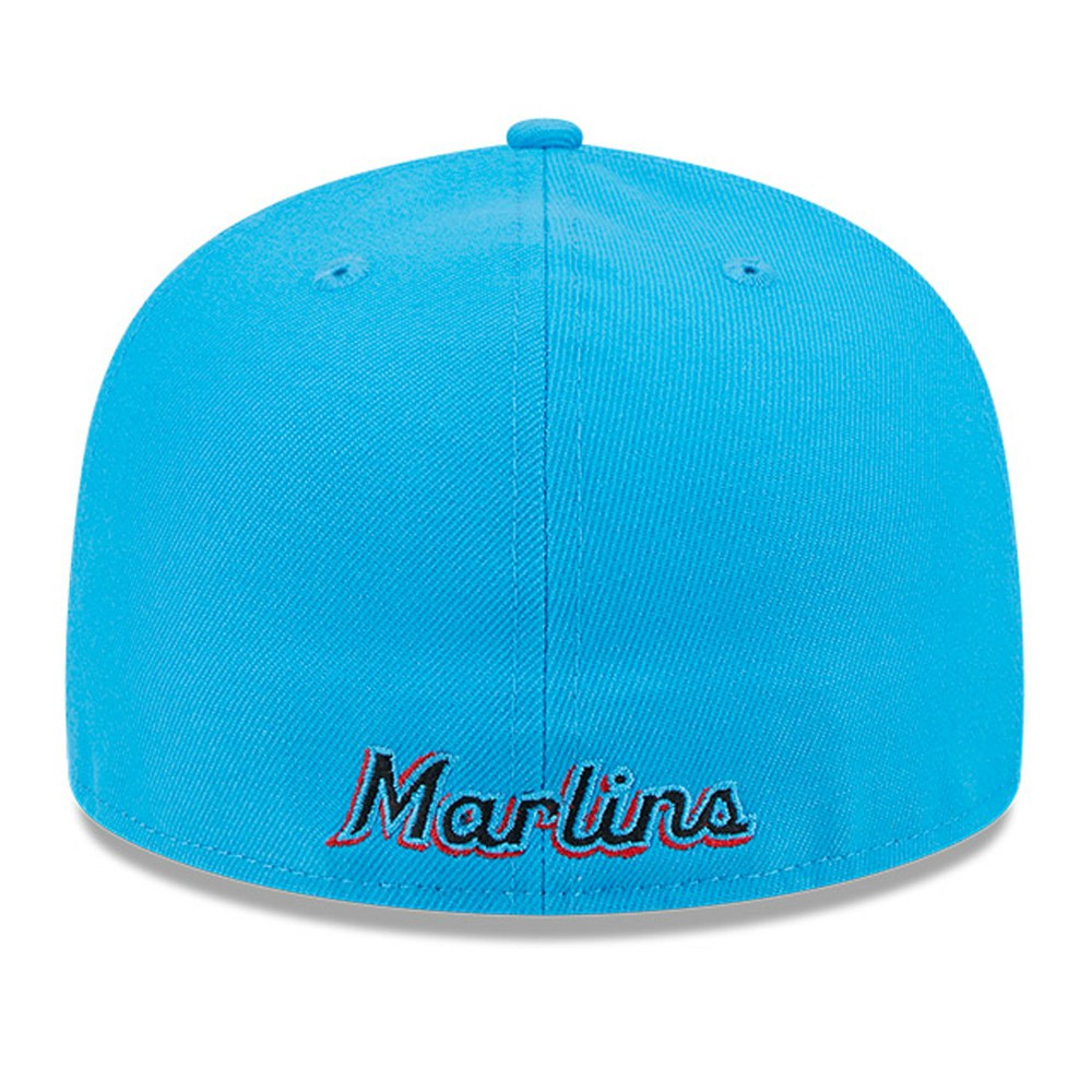 Miami Marlins Gameday Sideswipe 59FIFTY Fitted Hat Black/Blue | New Era