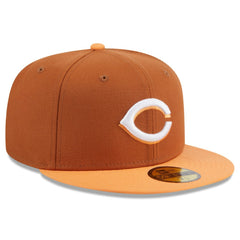 Cincinnati Reds Spring Color Basic Two-Tone 59FIFTY Fitted Hat Brown/Orange | New Era