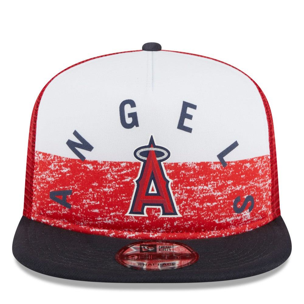 Los Angeles Angels Team Foam Front A-Frame Trucker 9FIFTY Snapback Hat White/Red | New Era