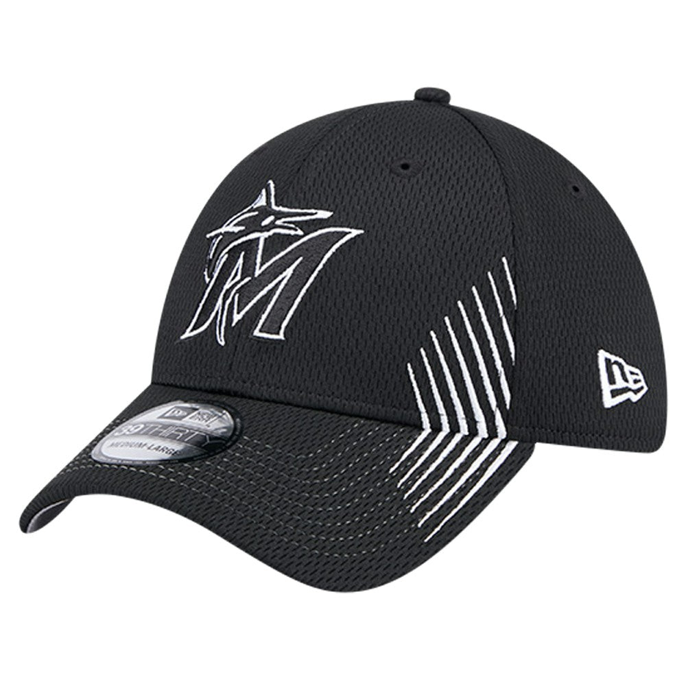 Miami Marlins Active Dash Mark 39THIRTY Flex Hat Black | New Era