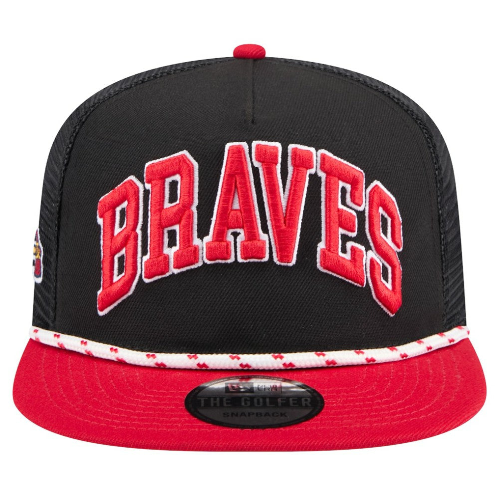 Atlanta Braves Throwback Meshback Golfer Hat Black | New Era