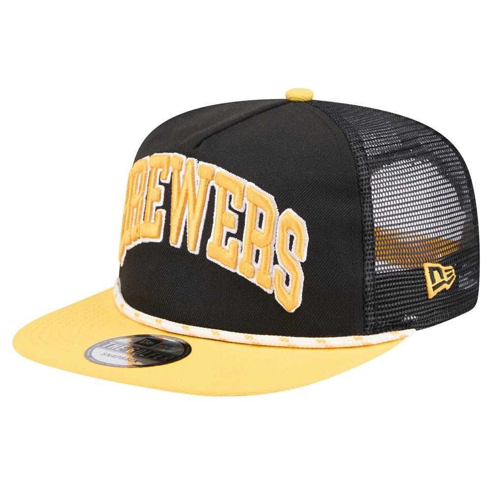 Milwaukee Brewers Throwback Meshback Golfer Hat Black | New Era