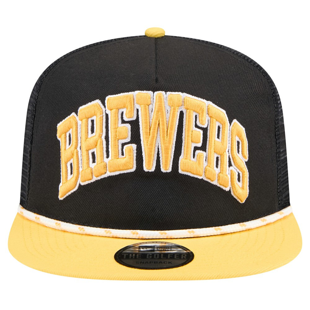 Milwaukee Brewers Throwback Meshback Golfer Hat Black | New Era