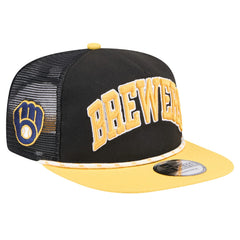 Milwaukee Brewers Throwback Meshback Golfer Hat Black | New Era