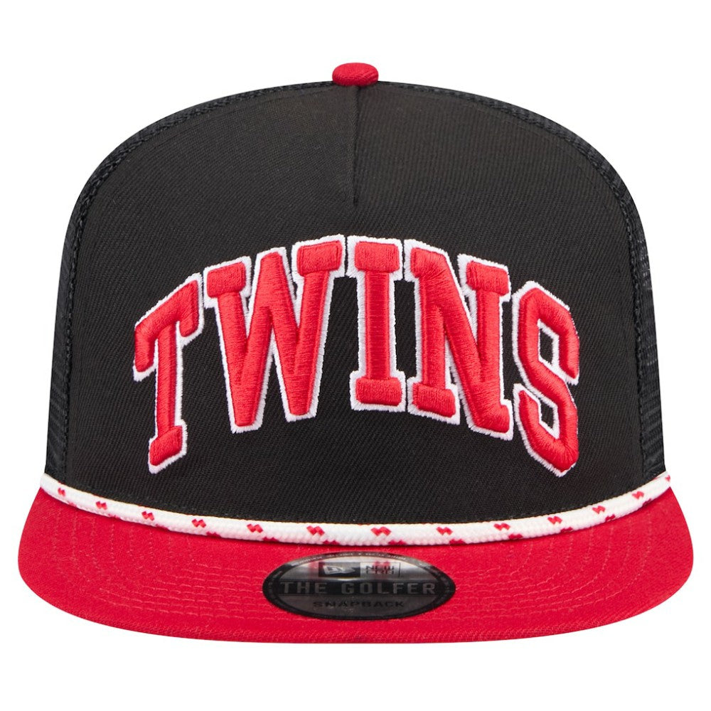 Minnesota Twins Throwback Meshback Golfer Hat Black | New Era