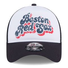 Boston Red Sox Women's Throwback Team Foam Front A-Frame Trucker 9FORTY Adjustable Hat White/Navy | New Era
