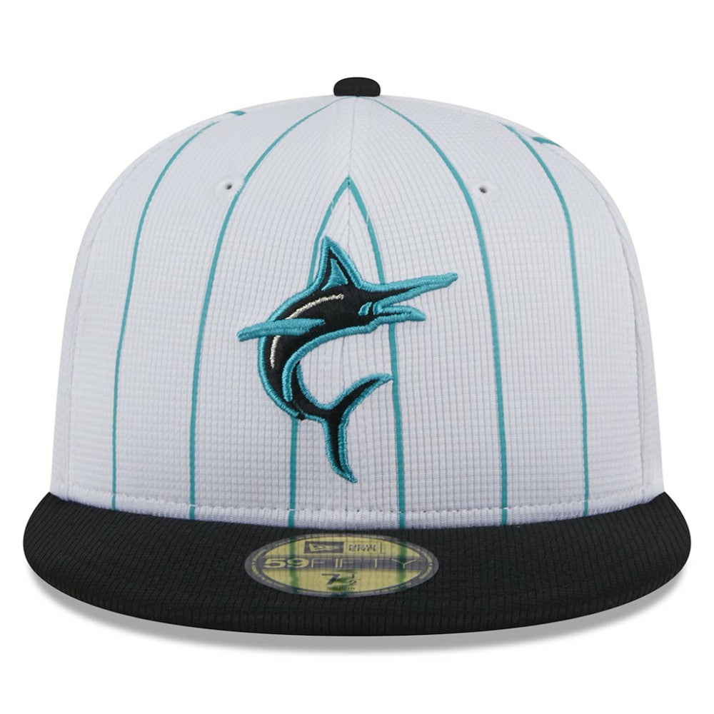 Miami Marlins 2025 Batting Practice 59FIFTY Fitted Hat White | New Era