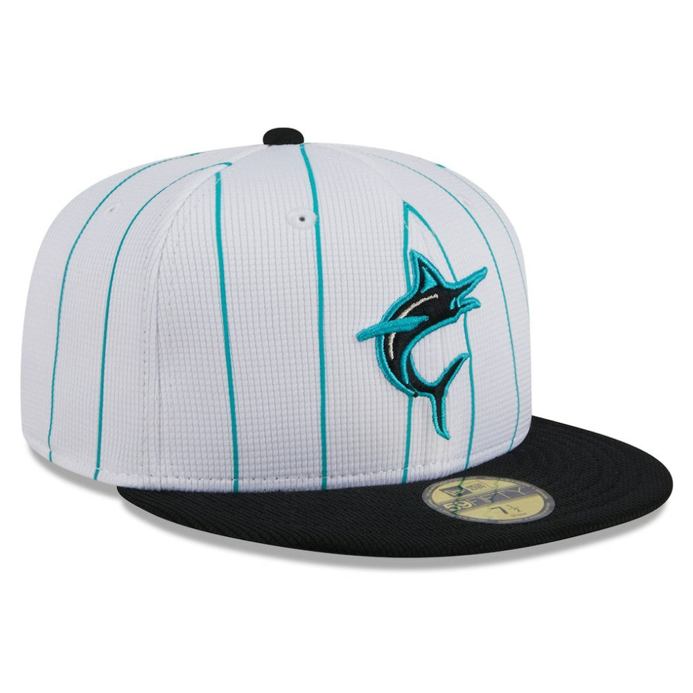 Miami Marlins 2025 Batting Practice 59FIFTY Fitted Hat White | New Era
