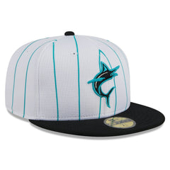 Miami Marlins 2025 Batting Practice 59FIFTY Fitted Hat White | New Era