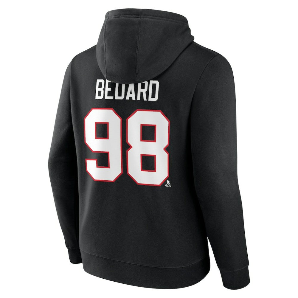 Connor Bedard Chicago Blackhawks Fanatics Authentic Stack Name & Number Tri-Blend Pullover Hoodie Black
