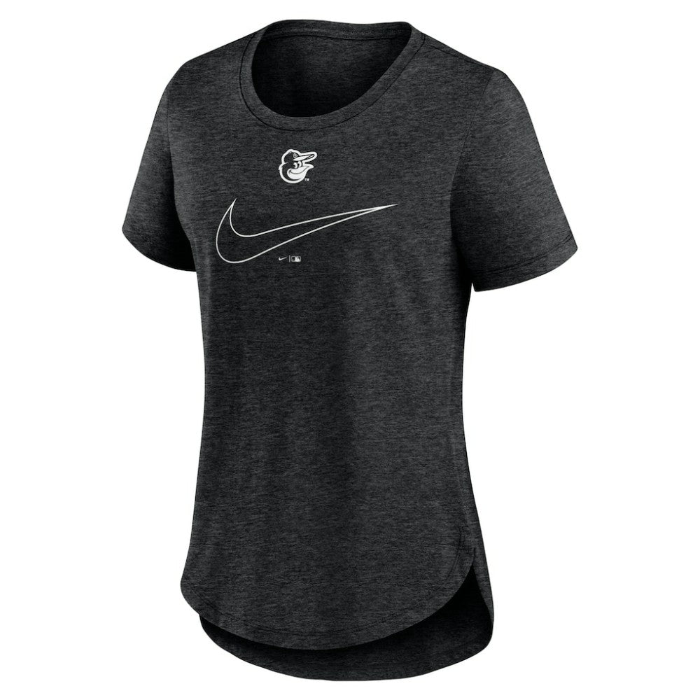 Baltimore Orioles Women's Big Swoosh Tri-Blend Scoop Neck T-Shirt Charcoal | Nike