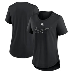 Tampa Bay Rays Women's Big Swoosh Tri-Blend Scoop Neck T-Shirt Black | Nike
