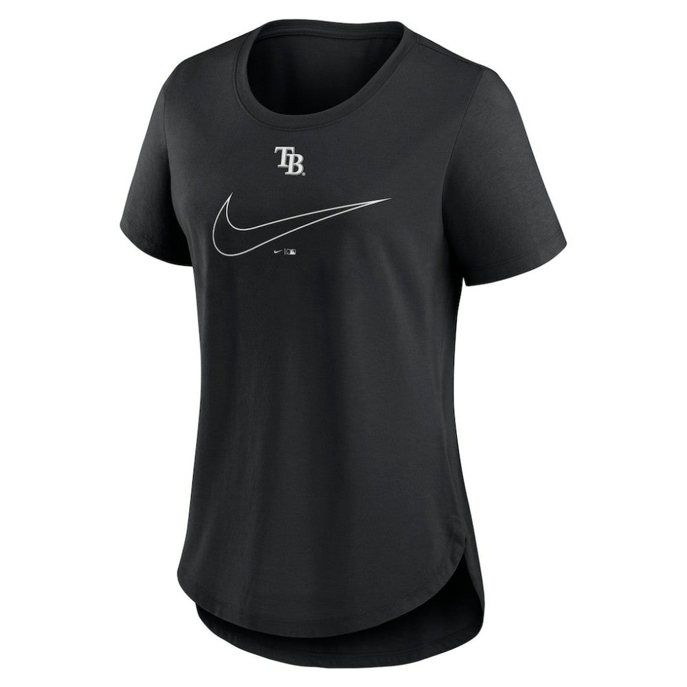 Tampa Bay Rays Women's Big Swoosh Tri-Blend Scoop Neck T-Shirt Black | Nike