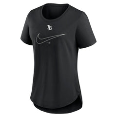 Tampa Bay Rays Women's Big Swoosh Tri-Blend Scoop Neck T-Shirt Black | Nike
