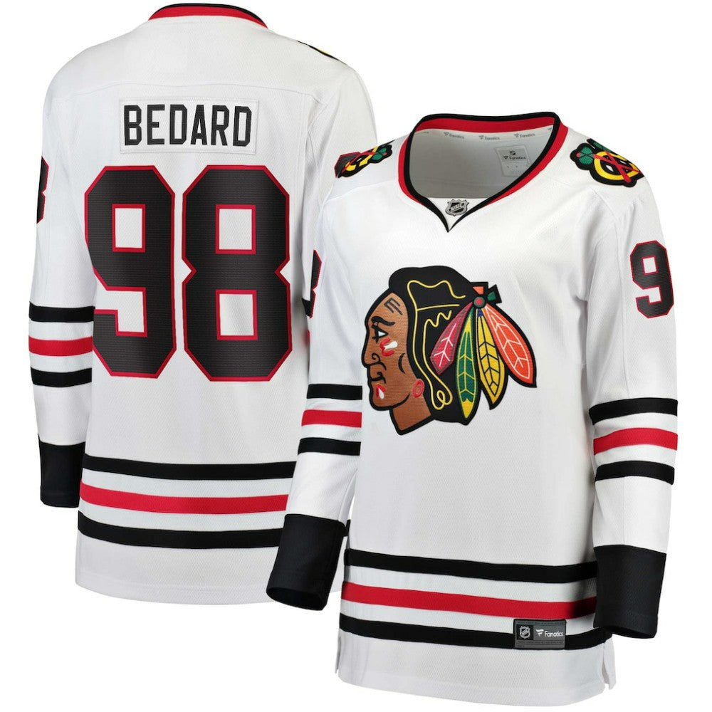 Connor Bedard Chicago Blackhawks Fanatics Women's Away Breakaway Jersey White