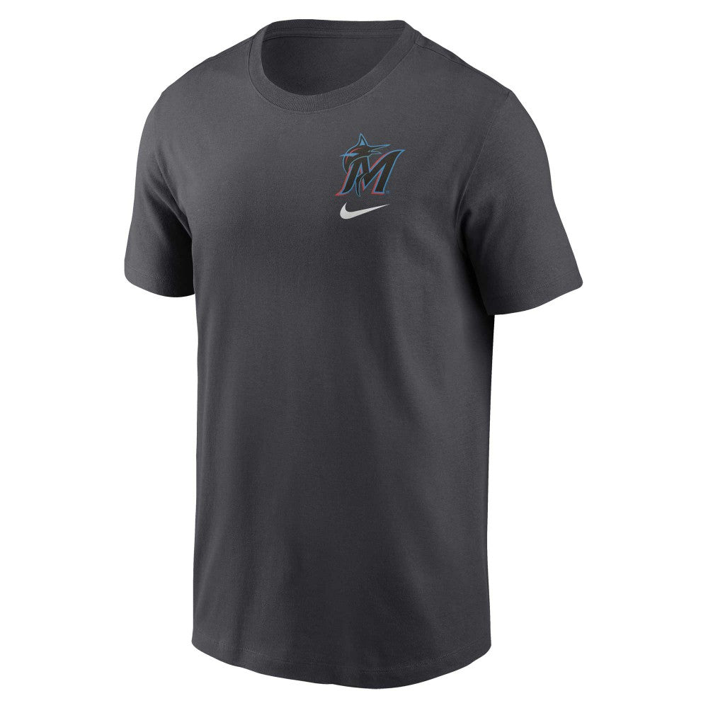 Miami Marlins Logo Sketch Bar T-Shirt Charcoal | Nike