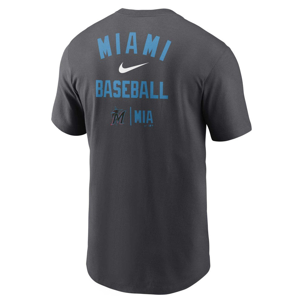 Miami Marlins Logo Sketch Bar T-Shirt Charcoal | Nike
