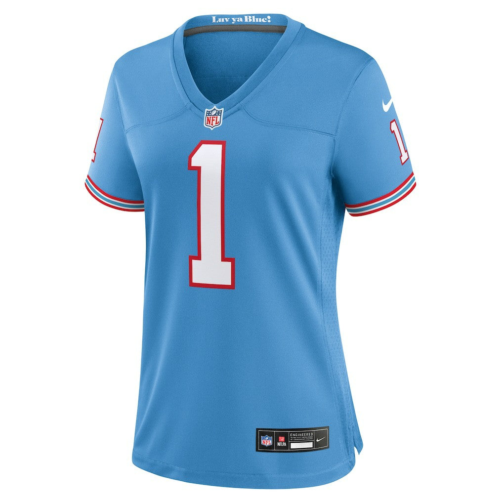 Warren Moon Tennessee Titans Women's Oilers Throwback Retired Player Game Jersey - Light Blue
