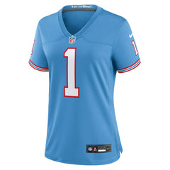 Warren Moon Tennessee Titans Women's Oilers Throwback Retired Player Game Jersey - Light Blue