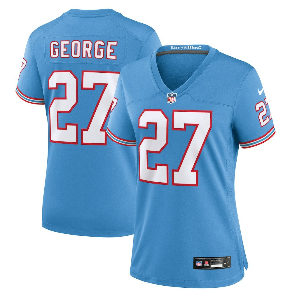 Eddie George Tennessee Titans Women's Oilers Throwback Retired Player Game Jersey - Light Blue
