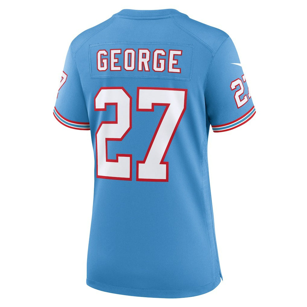 Eddie George Tennessee Titans Women's Oilers Throwback Retired Player Game Jersey - Light Blue