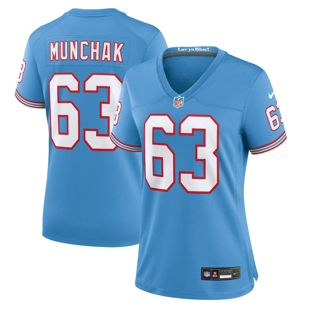 Mike Munchak Tennessee Titans Women's Oilers Throwback Retired Player Game Jersey - Light Blue