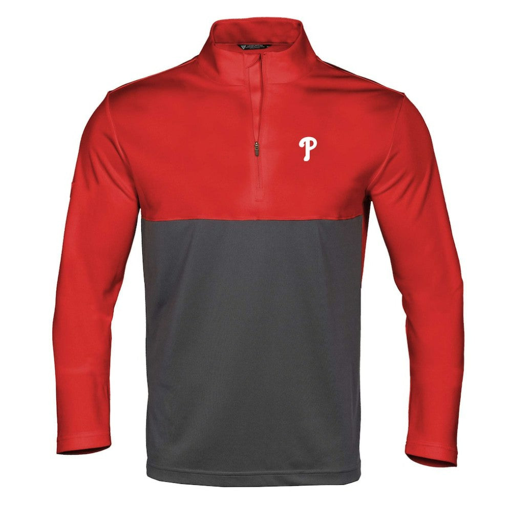 Philadelphia Phillies Levelwear Pursue Insignia 2.0 Quarter-Zip Pullover Top Red/Charcoal
