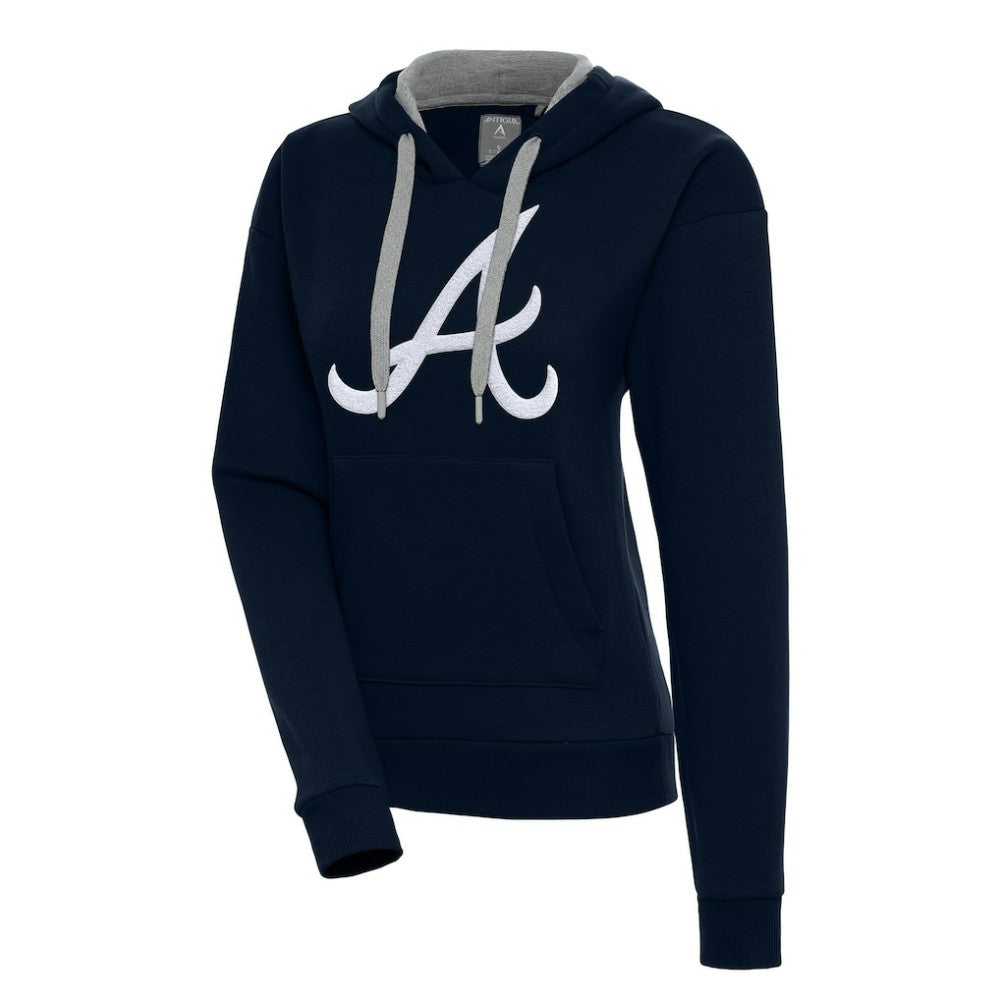 Atlanta Braves Antigua Women's Victory Pullover Hoodie Navy