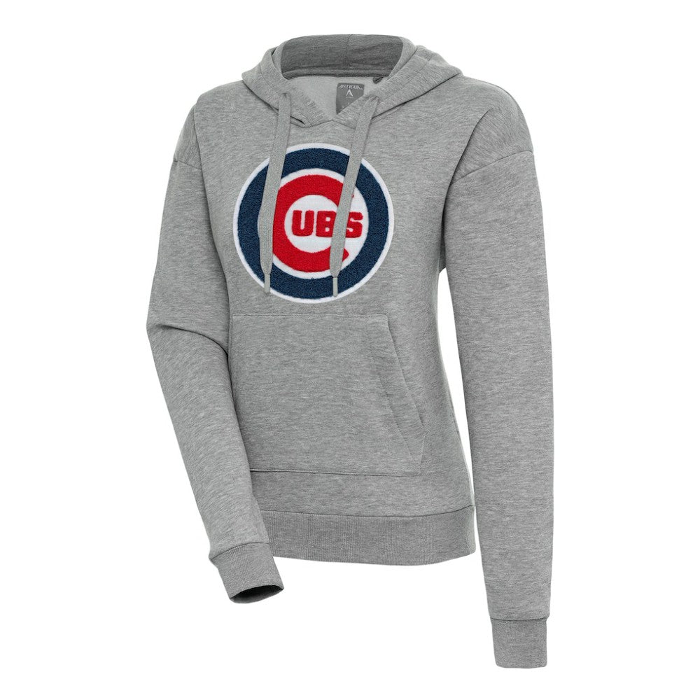 Chicago Cubs Antigua Women's Victory Pullover Hoodie Heather Gray