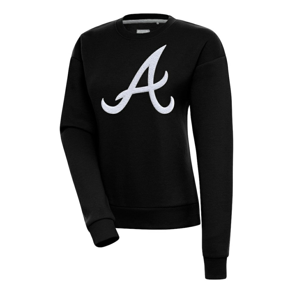 Atlanta Braves Antigua Women's Victory Chenille Pullover Sweatshirt Black