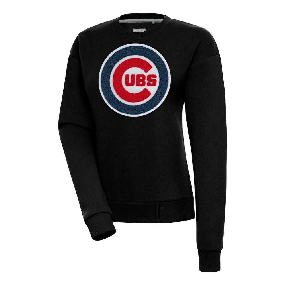 Chicago Cubs Antigua Women's Victory Chenille Pullover Sweatshirt Black