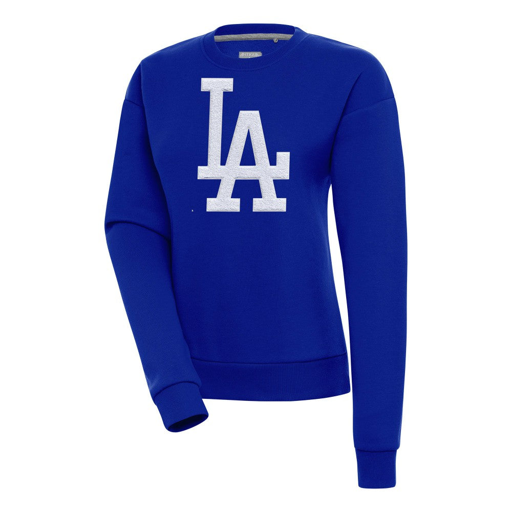 Los Angeles Dodgers Antigua Women's Victory Chenille Pullover Sweatshirt Royal