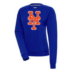 New York Mets Antigua Women's Victory Chenille Pullover Sweatshirt Royal