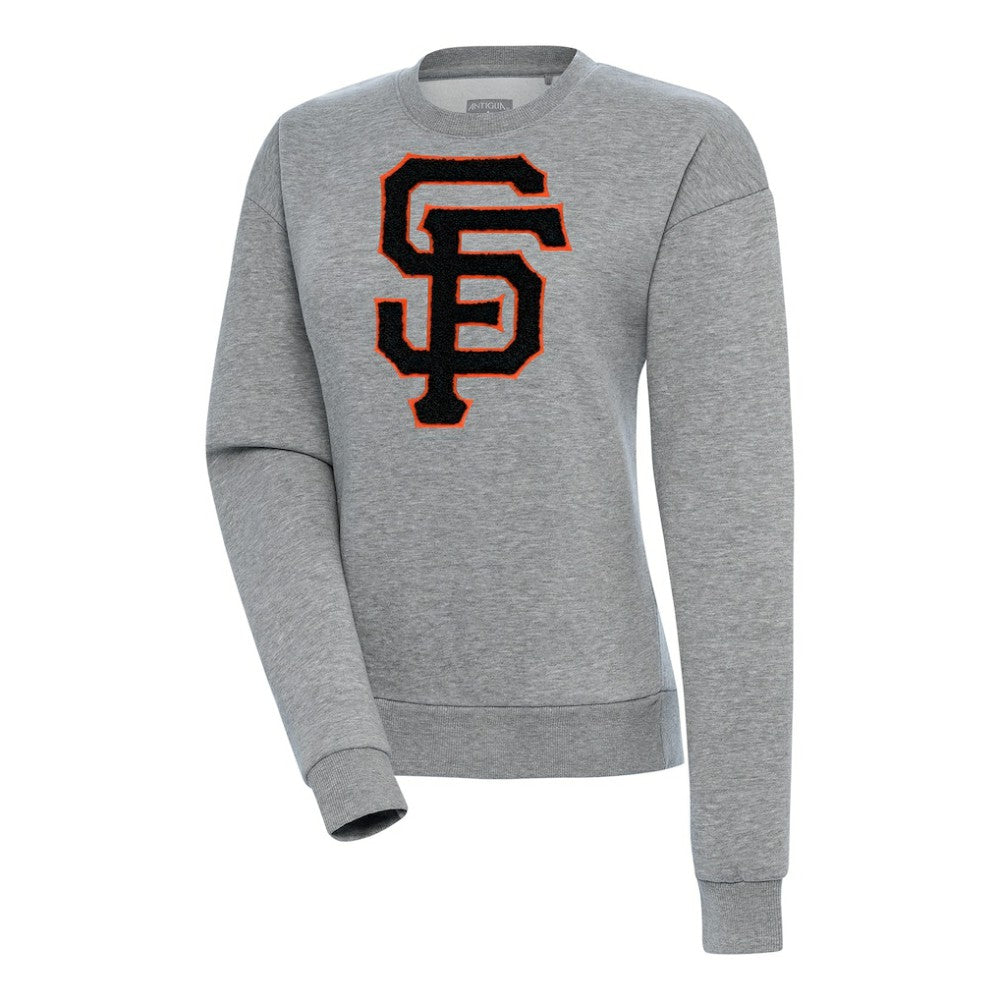 San Francisco Giants Antigua Women's Victory Chenille Pullover Sweatshirt Heather Gray